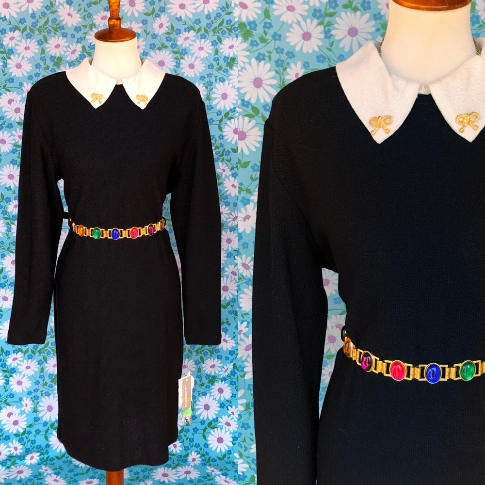 True Vintage🎀80s/90s Black Knit Wednesday Dress